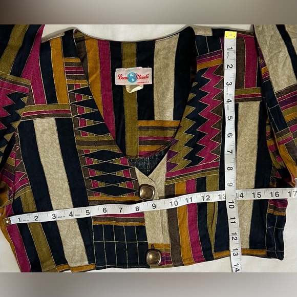 Vintage Beau Monde Cropped Bolero Jacket Geometric Print Made in USA - Picture 3 of 6